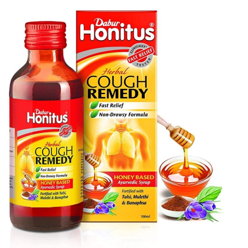 Dabur Honitus Herbal Cough Remedy, Fast Relief Non-Drowsy Formula