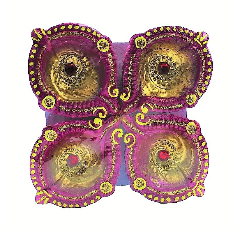 Colorful Clay Diyas (5) For Festivals or Prayers
