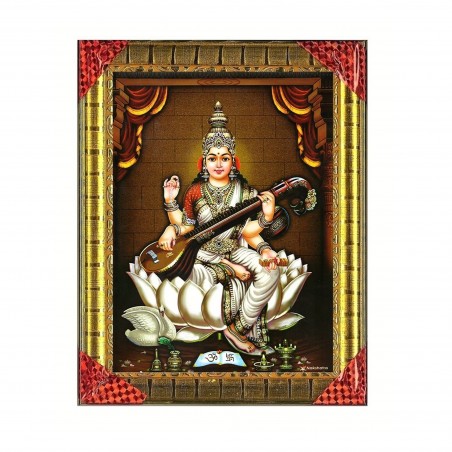 Satvik Goddess Saraswati, Photo Frame for Pooja and Prayer (17*22cms)