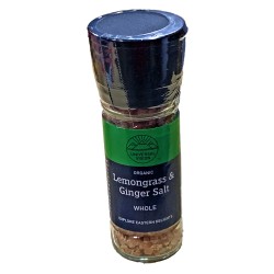 Universal Vision Organic Lemongrass & Ginger Salt (Whole), 90g with Grinder, for cooking