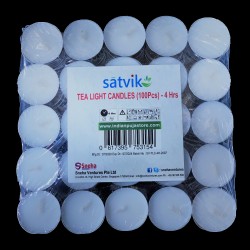Satvik Tea light Wax Candles (100pcs, 38mm 1 1/2", Unscented), 4 Boxes,4hrs Burning Candles, White tea light wax candle