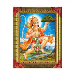 Satvik Lord Hanuman ji Flying with Dronagiri Mountain, 1 Photo Frame for Prayer and Wall Decor (22*17*22 cm)