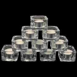 Satvik Tea light Candle Holder, Clear Glass Holder for Home Decor, Indoor and Outdoor Decoration, pack of 10 pcs