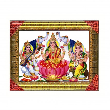 Goddess Maha Lakshmi, Ma Saraswati and Lord Ganesha Photo Frame (1) for Diwali puja
