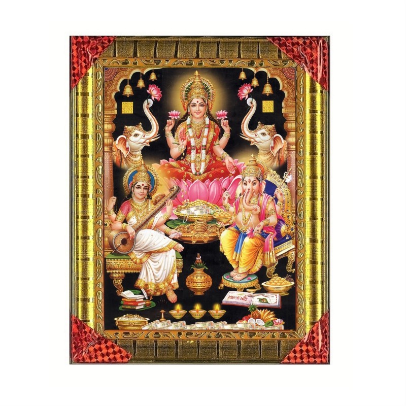 Goddess Maha Lakshmi, Ma Saraswati and Lord Ganesha Photo Frame (3) for Diwali puja
