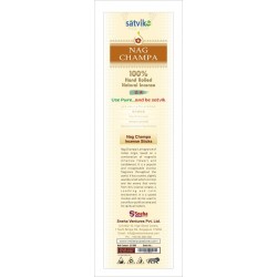 Satvik Nag Champa Natural Incense Sticks (Agarbatti for prayer), Pack of 10 (25g each), 100% Hand rolled Natural Incense
