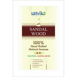 Satvik Sandalwood (Chandan) Incense Sticks (Agarbatti for Prayer) Pack of 10 (25g each), 100% Hand rolled Natural Incense