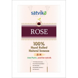 Satvik Rose Incense Sticks (Agarbatti for prayer), Pack of 10 (25g each), 100% Hand rolled Natural Incense