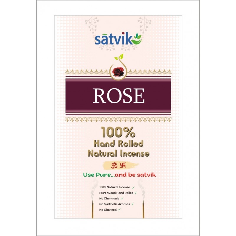 Satvik Rose Incense Sticks (Agarbatti for prayer). 100% Hand rolled Natural rose Made from No Charcoal, No Chemicals & No Synth Satvik Rose Incense Sticks (Agarbatti for prayer). 100% Hand rolled Natural rose Made from No Charcoal, No Chemicals & No Synth