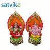 Pair of Goddess Lakshmi and Lord Ganesh Murti for Diwali Pooja, Terracotta Clay Idol, 8 inches