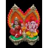 Pair of Goddess Lakshmi and Lord Ganesh Murti  (Seated Together in one Aasan) for Diwali Pooja, Terracotta Clay Idol, 6.5 inches