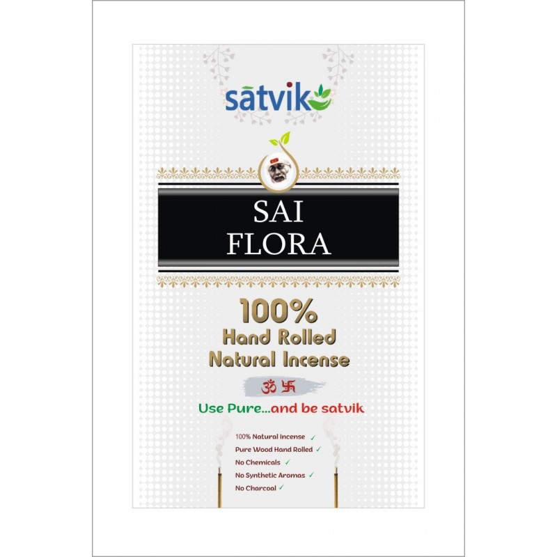 Satvik Sai Flora Incense Sticks (Agarbatti for prayer). 100% Hand rolled Natural Sai Flora Made from No Charcoal, No Chemicals Satvik Sai Flora Incense Sticks (Agarbatti for prayer). 100% Hand rolled Natural Sai Flora Made from No Charcoal, No Chemicals
