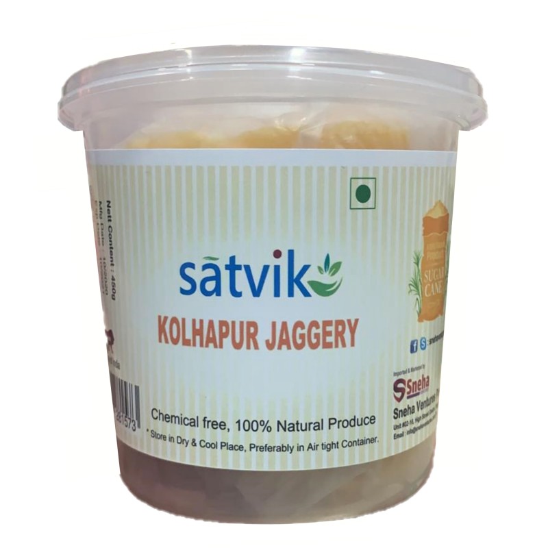 Satvik Natural Jaggery Whole, Gur 450g, Pure, Natural, No Chemical and No Sugar
