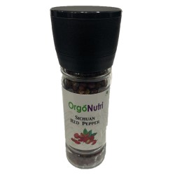 OrgoNutri Whole Sichuan Red Peppercorn (Chinese pepper) with Grinder, 25gm + 50gm Pack