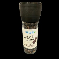 Satvik Whole Black Pepper (Kali Mirch) with Grinder, 60gm