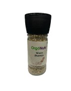 OrgoNutri Whole White Pepper (Safed Mirch) with Grinder, 60gm
