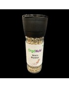 OrgoNutri Whole White Pepper (Safed Mirch) with Grinder, 60gm