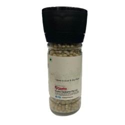 OrgoNutri Whole White Pepper (Safed Mirch) with Grinder, 60gm