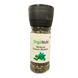 OrgoNutri Whole Sichuan Green Peppercorn with Grinder, 25gm + 50gm Pack