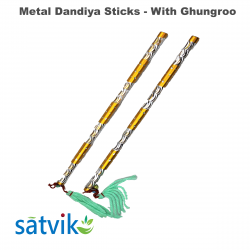 Assorted Metal Dandiya Sticks with Ghungroo, 1 Pair of Multi Color Metal Dandiya Sticks for Navratri Festival/Dandiya Raas