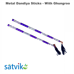 Assorted Metal Dandiya Sticks with Ghungroo, 1 Pair of Multi Color Metal Dandiya Sticks for Navratri Festival/Dandiya Raas
