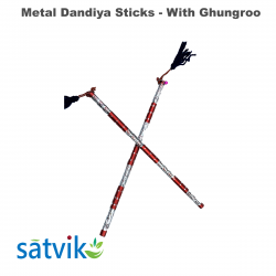 Assorted Metal Dandiya Sticks with Ghungroo, 1 Pair of Multi Color Metal Dandiya Sticks for Navratri Festival/Dandiya Raas