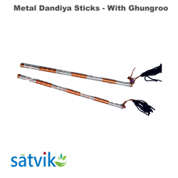 Assorted Metal Dandiya Sticks with Ghungroo, 1 Pair of Multi Color Metal Dandiya Sticks for Navratri Festival/Dandiya Raas