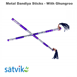 Assorted Metal Dandiya Sticks with Ghungroo, 1 Pair of Multi Color Metal Dandiya Sticks for Navratri Festival/Dandiya Raas