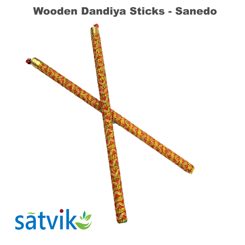 Assorted Wooden Dandiya Sticks- Sanedo, 1 Pair of Sanedo Multi Color Wooden Dandiya Sticks for Navratri Festival/Dandiya