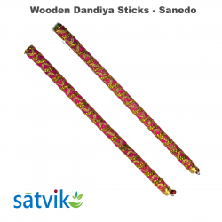 Assorted Wooden Dandiya Sticks- Sanedo, 1 Pair of Sanedo Multi Color Wooden Dandiya Sticks for Navratri Festival/Dandiya