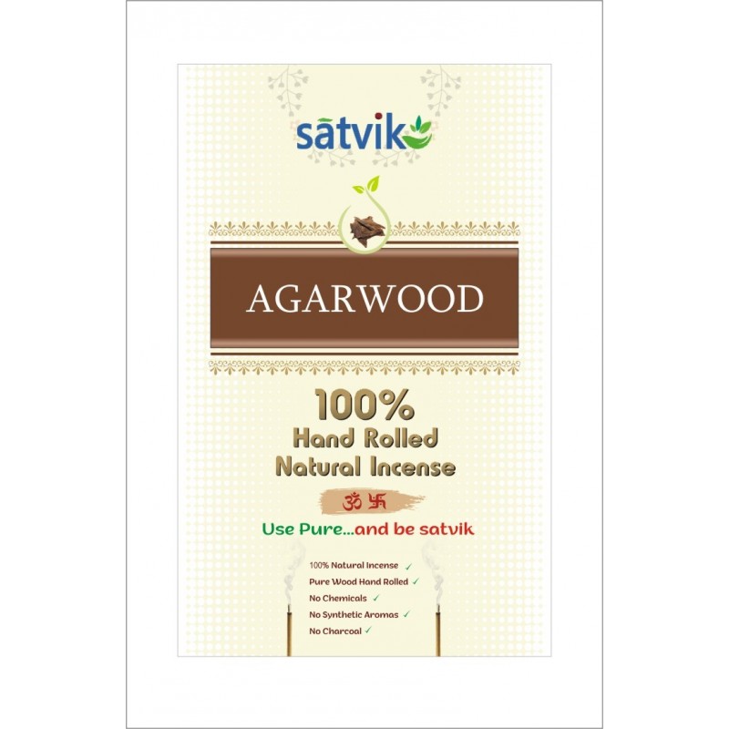 Satvik Agarwood (Oudh) Incense Sticks (Agarbatti for prayer) 100% Hand rolled Natural Insence Pure Agarwood Made from  No Charco