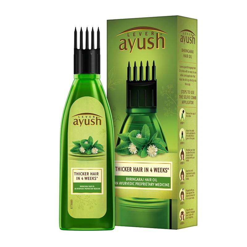 Lever Ayush Bhringaraj Hair Oil, 100ml Thicker Hair in 4 Weeks