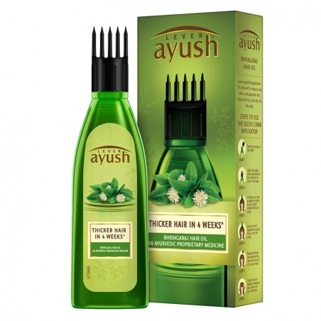 Lever Ayush Bhringaraj Hair Oil, 100ml Thicker Hair in 4 Weeks