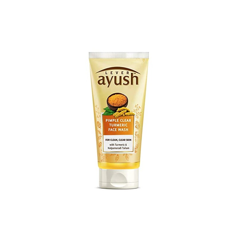 Lever Ayush Pimple Clear Turmeric Face Wash, 80g for Clean, Clear Skin