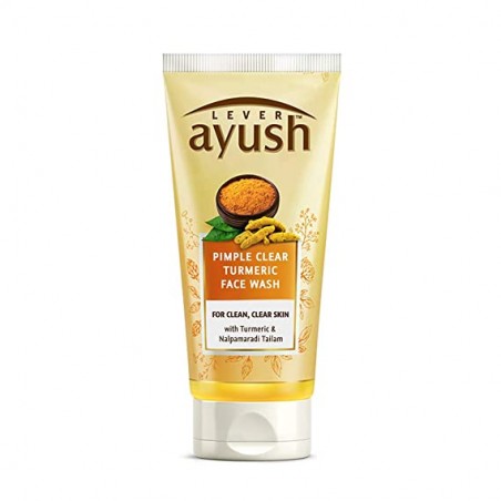 Lever Ayush Pimple Clear Turmeric Face Wash, 80g for Clean, Clear Skin