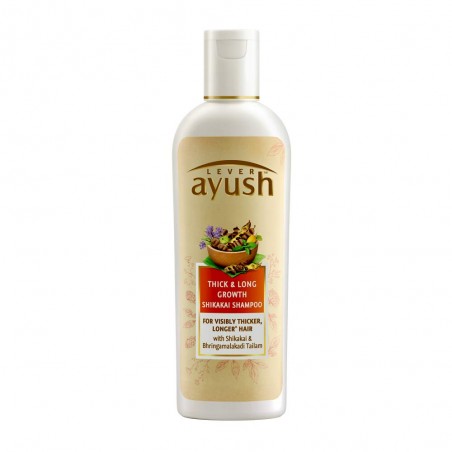 Lever Ayush Thick and Long Growth Shikakai Shampoo, 175ml for Visibly Thicker, Longer Hair