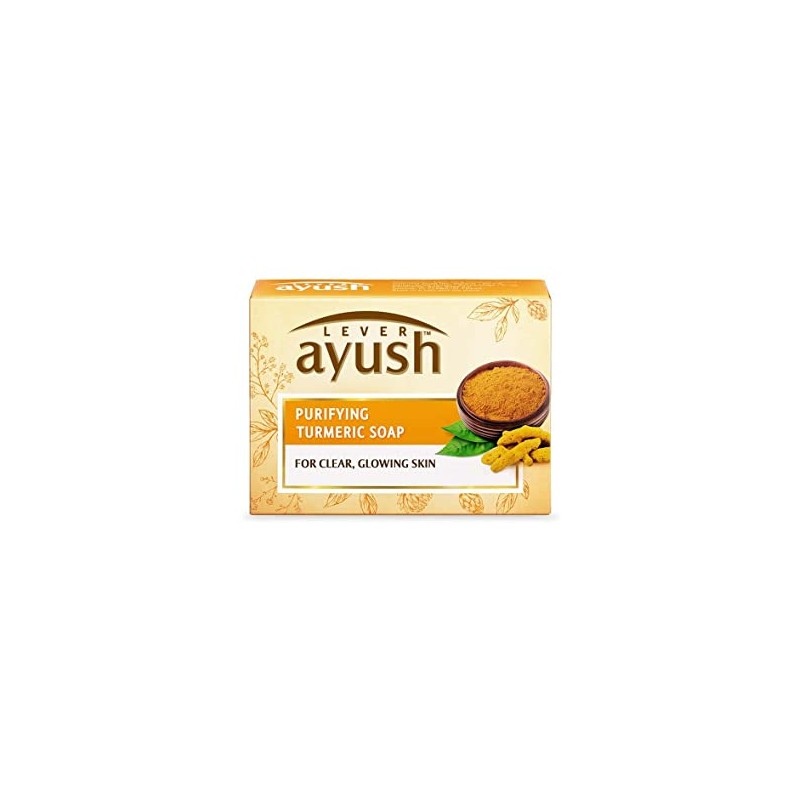 Lever Ayush Purifying Turmeric Soap, 100g for Clear, Glowing Skin