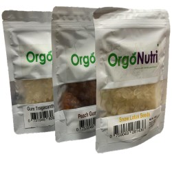 OrgoNutri Collagen Combo Pack of Snow Lotus Seed 100g, Gum Tragacanth 100g, Peach Gum 100g