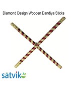 Diamond Design Wooden Dandiya Sticks, 1 Pair of Diamond Design Multi Color Wooden Dandiya Sticks for Navratri Festival