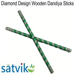 Diamond Design Wooden Dandiya Sticks, 1 Pair of Diamond Design Multi Color Wooden Dandiya Sticks for Navratri Festival