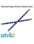 Diamond Design Wooden Dandiya Sticks, 1 Pair of Diamond Design Multi Color Wooden Dandiya Sticks for Navratri Festival