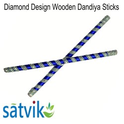 Diamond Design Wooden Dandiya Sticks, 1 Pair of Diamond Design Multi Color Wooden Dandiya Sticks for Navratri Festival