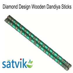 Diamond Design Wooden Dandiya Sticks, 1 Pair of Diamond Design Multi Color Wooden Dandiya Sticks for Navratri Festival