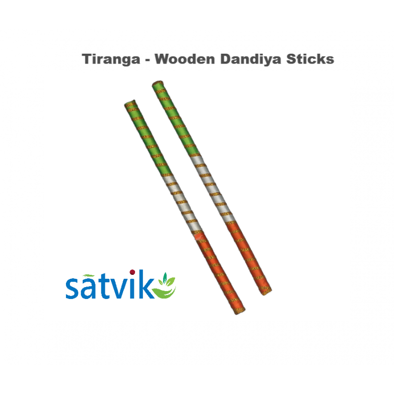 Tiranga Wooden Dandiya Sticks, 1 Pair of Tiranga Multi Color Wooden Dandiya Sticks for Navratri Festival