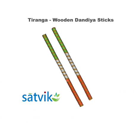 Tiranga Wooden Dandiya Sticks, 1 Pair of Tiranga Multi Color Wooden Dandiya Sticks for Navratri Festival