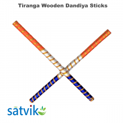 Tiranga Wooden Dandiya Sticks, 1 Pair of Tiranga Multi Color Wooden Dandiya Sticks for Navratri Festival