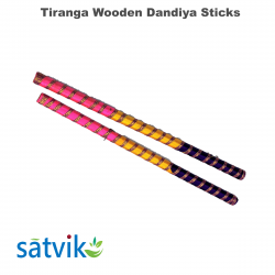 Tiranga Wooden Dandiya Sticks, 1 Pair of Tiranga Multi Color Wooden Dandiya Sticks for Navratri Festival