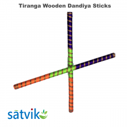 Tiranga Wooden Dandiya Sticks, 1 Pair of Tiranga Multi Color Wooden Dandiya Sticks for Navratri Festival