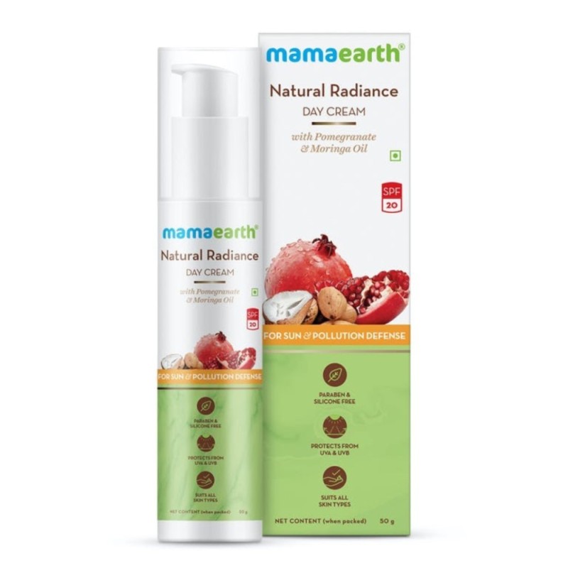 Mamaearth Natural Radiance Day Cream with Pomegranate & Moringa Oil