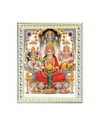 Satvik Goddess Maha Lakshmi, Ma Saraswati, Lord Ganesha & Lord Vishnu Designer White Photo Frame